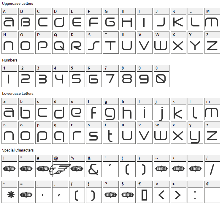 Birdman Font Character Map