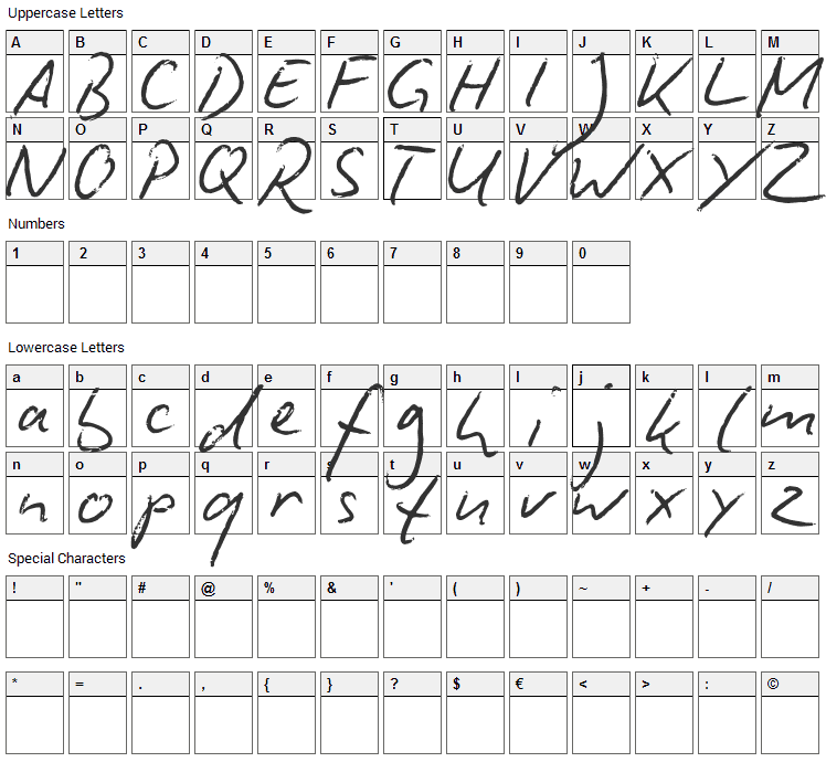 Biro Script Font Character Map