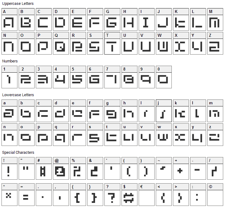 Bit-03: UrbanFluxer Font Character Map