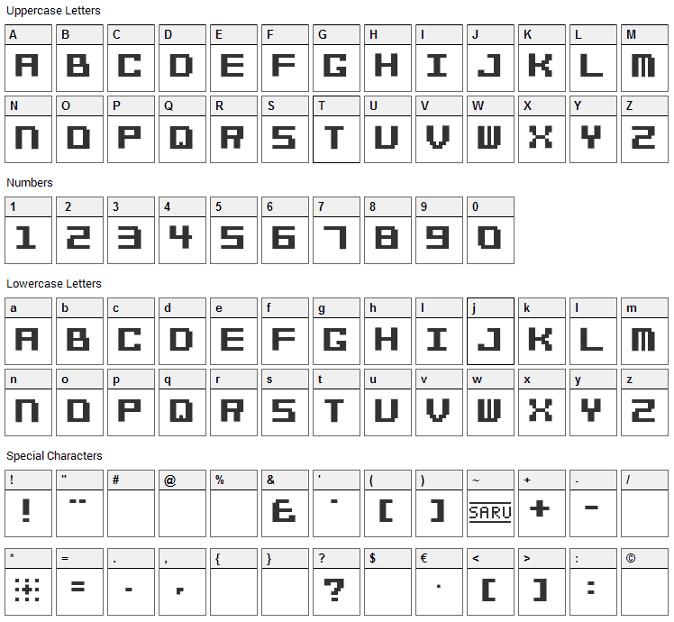 Bit Cheese 10 Font Character Map