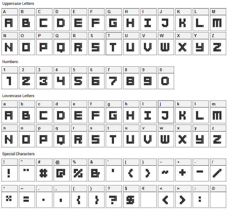 BitBold Font Character Map