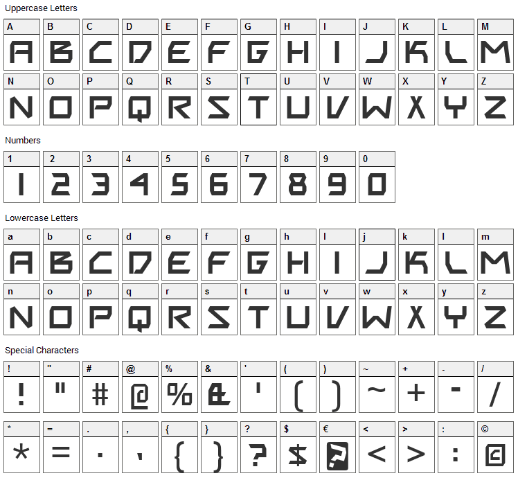 Biting My Nails Font Character Map