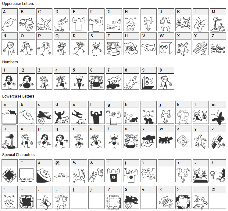 Bitsbats Font Character Map