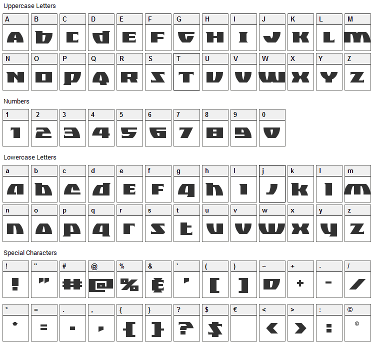 Black Bishop Font Character Map