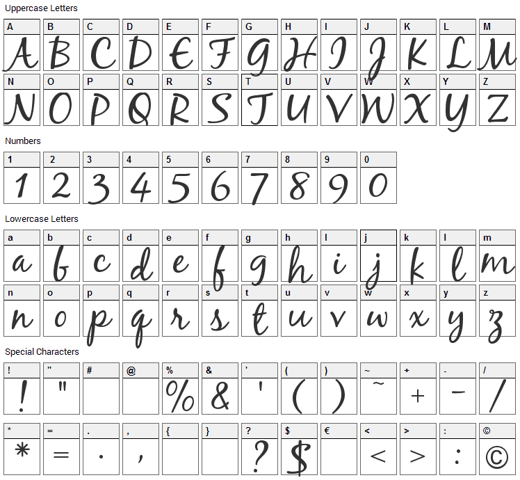 Black Jack Font Character Map