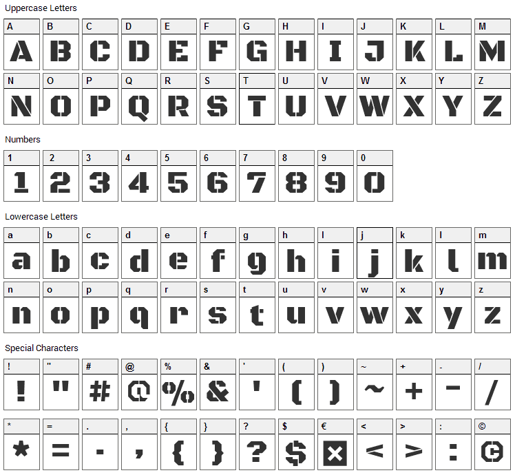 Black Ops One Font Character Map