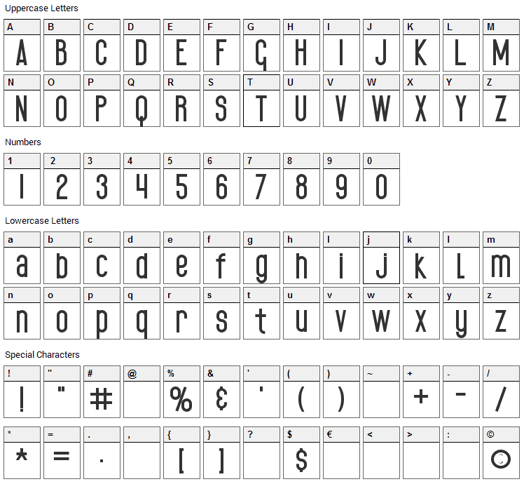 Black Spoon Font Character Map