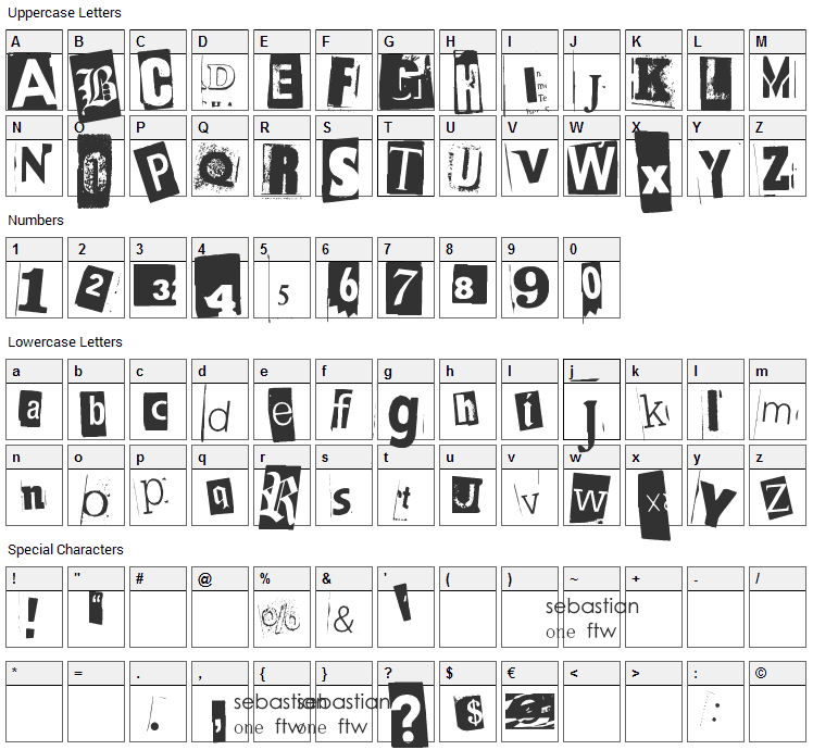 BlackCasper Font Character Map