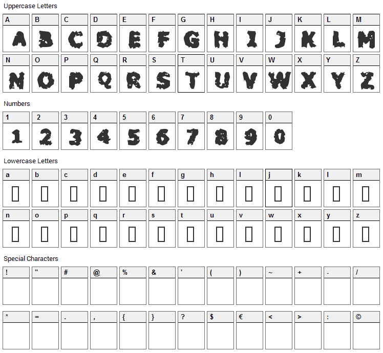 Blackfly Mambo Font Character Map