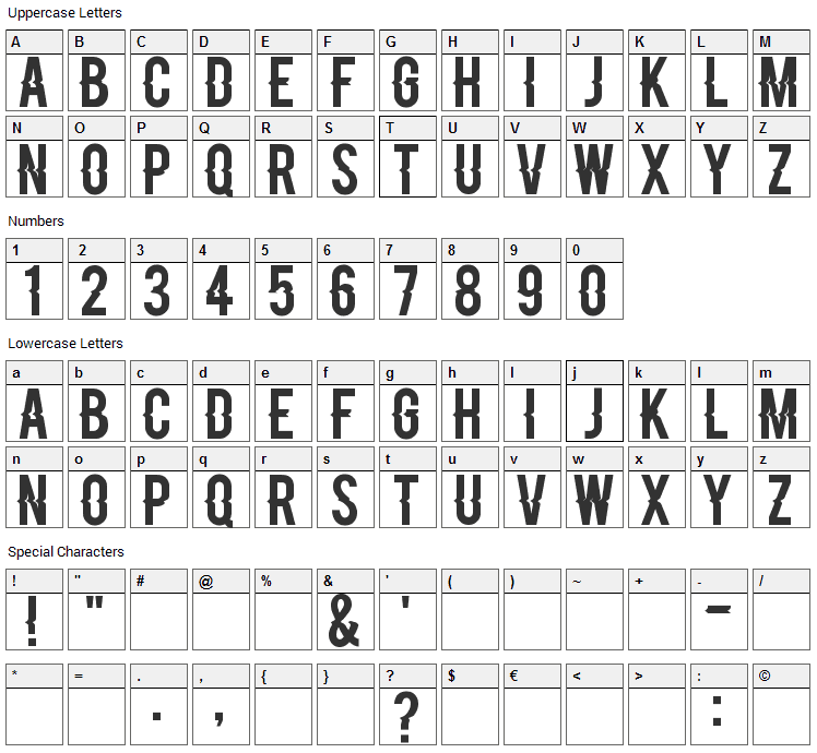 Blacklisted Font Character Map