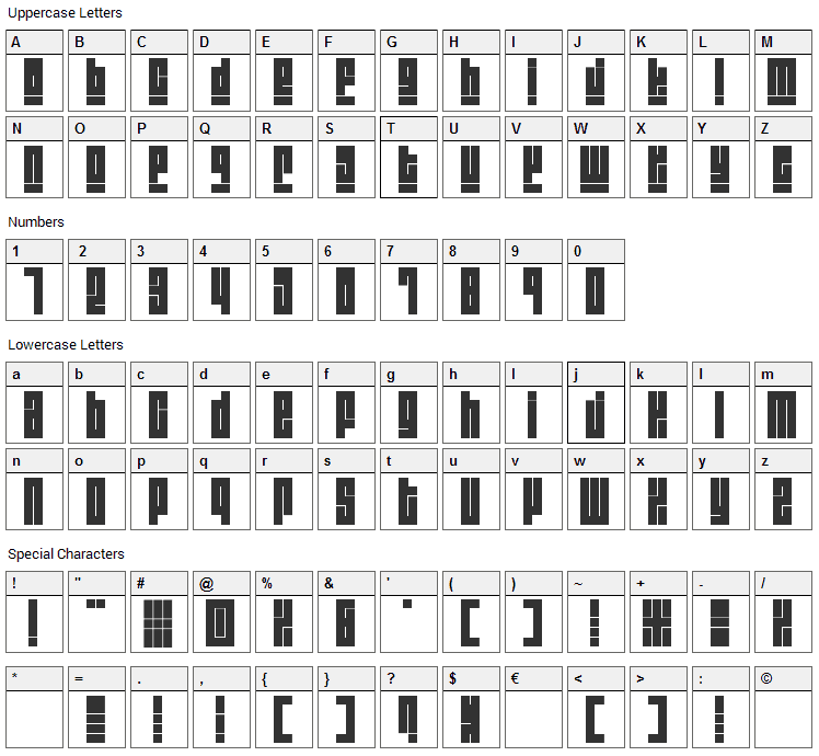 Blackout Font Character Map