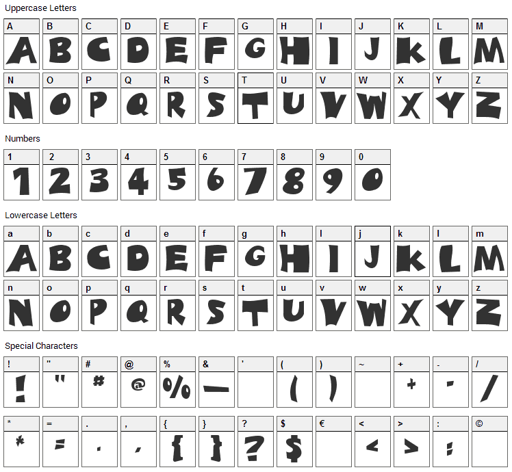 Blades Font Character Map