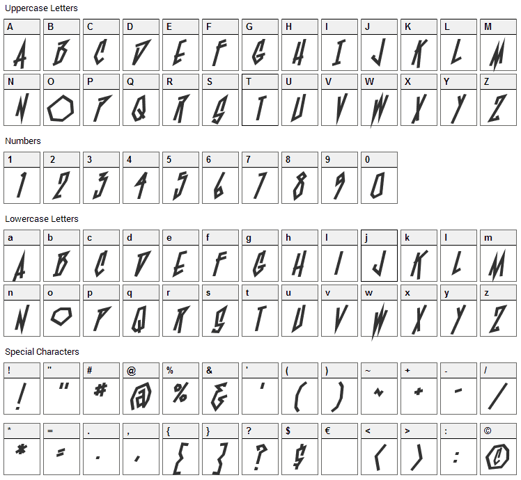 BlamBlam BB Font Character Map