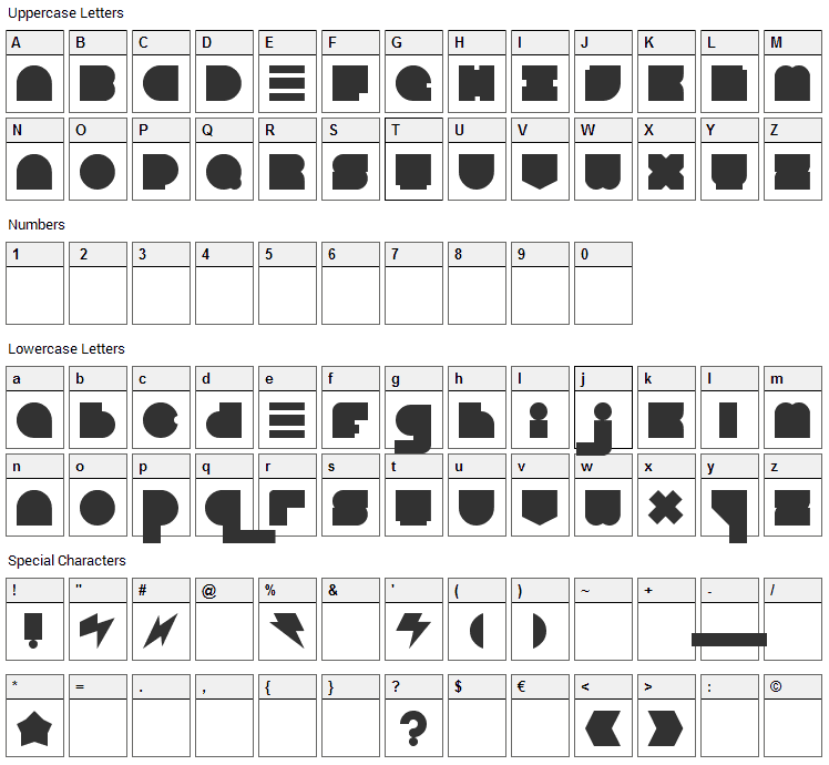 Blast Beat Font Character Map
