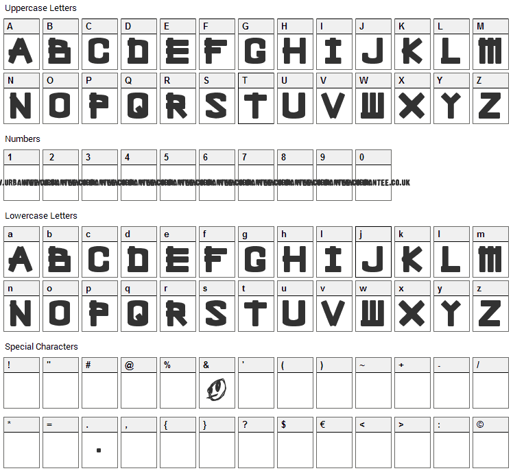 Bleak Chop Font Character Map