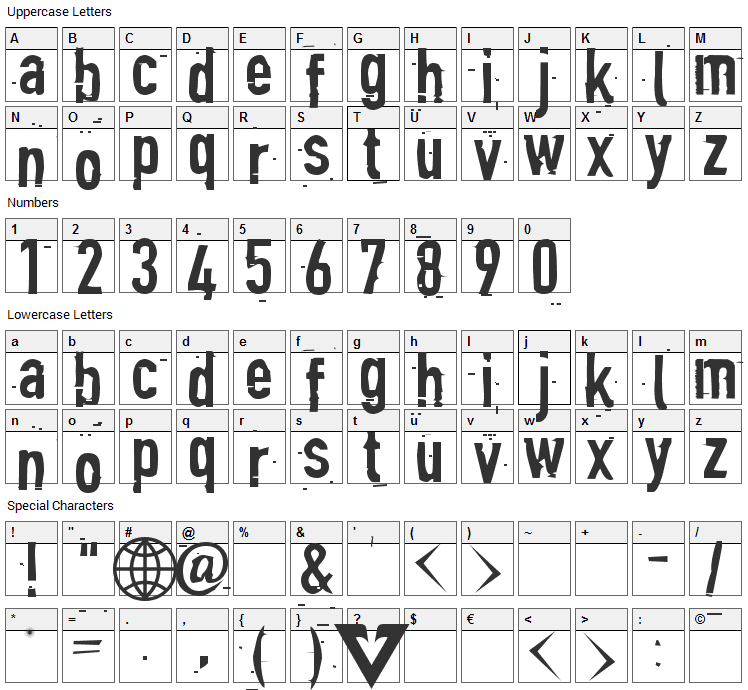 Blind Font Character Map