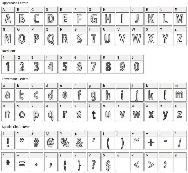 Blinger Font Character Map