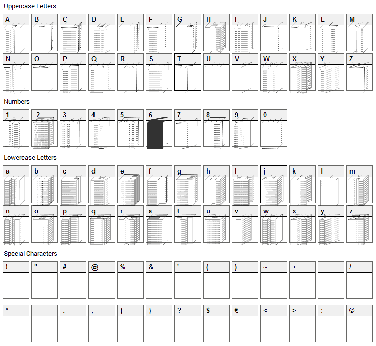 Block 1900 Font Character Map