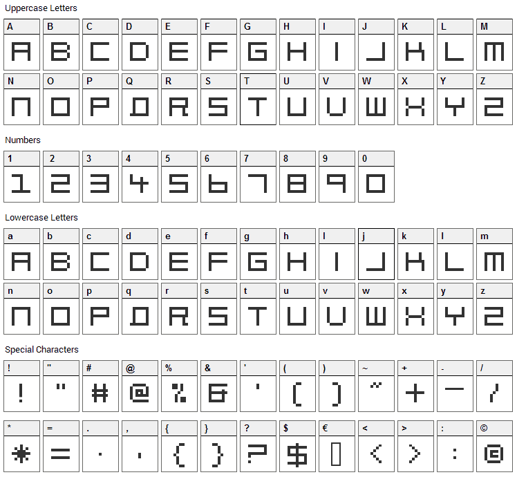 Block Out 2097 Font Character Map