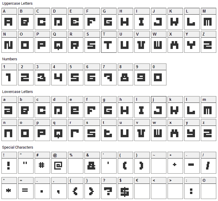 Blockbit Font Character Map