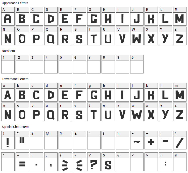 Blockem Sockem Font Character Map