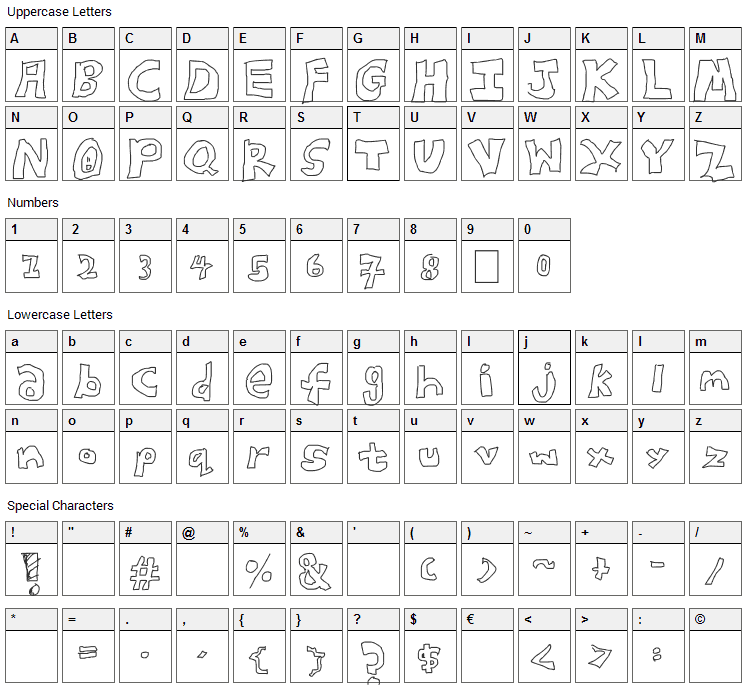 Blockster Font Character Map
