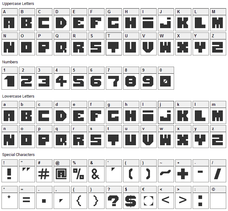 Blokhed Font Character Map