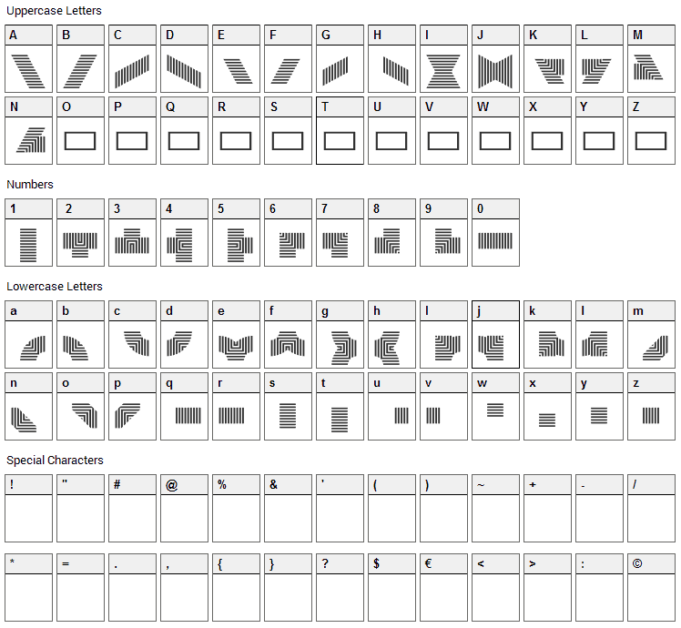 Bloque Demo Font Character Map
