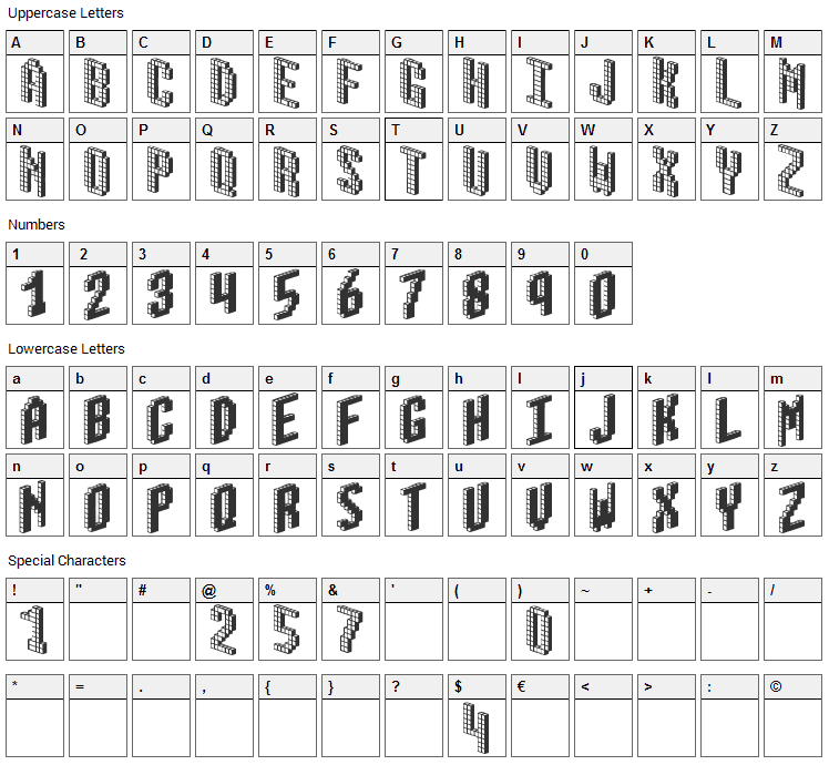 Blox Font Character Map
