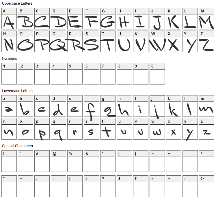 Bluelmin Sandsfort Font Character Map