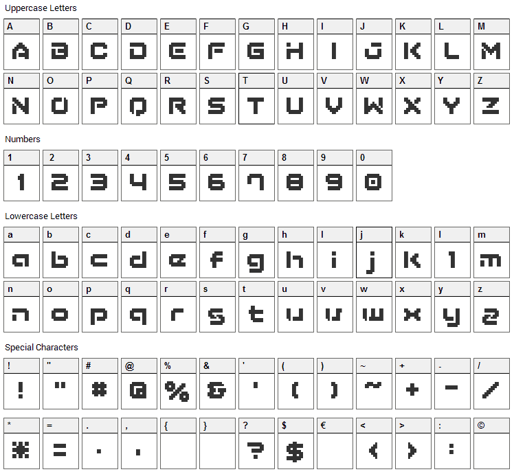BM Army Font Character Map