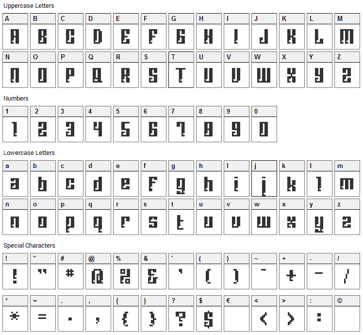 BM Corrode Font Character Map