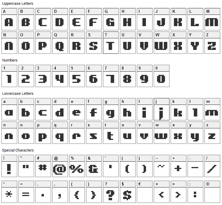 BM Figaro Font Character Map