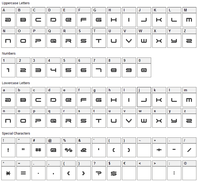 BM Gaia Font Character Map