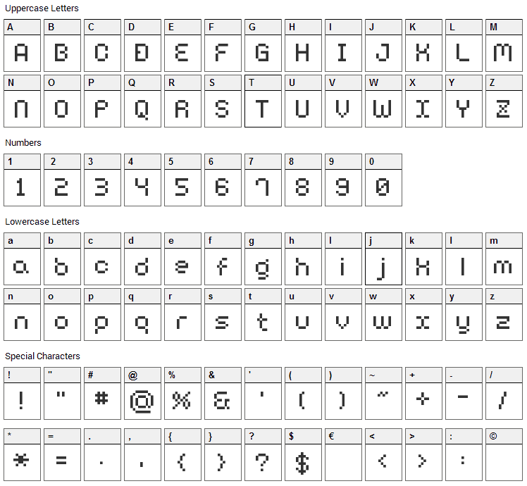 BM Harry Font Character Map