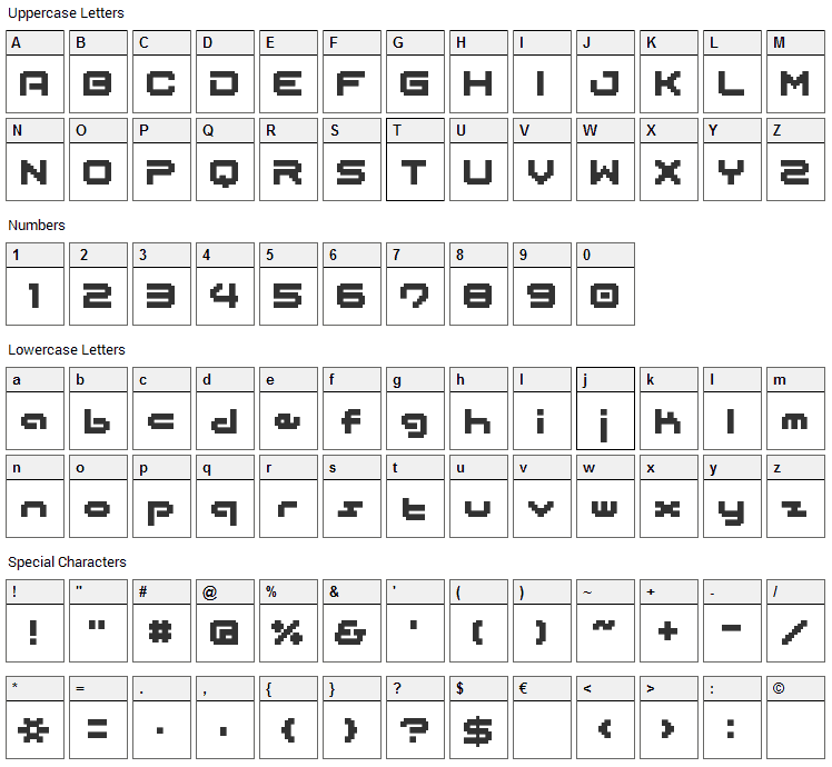 BM Japan Font Character Map
