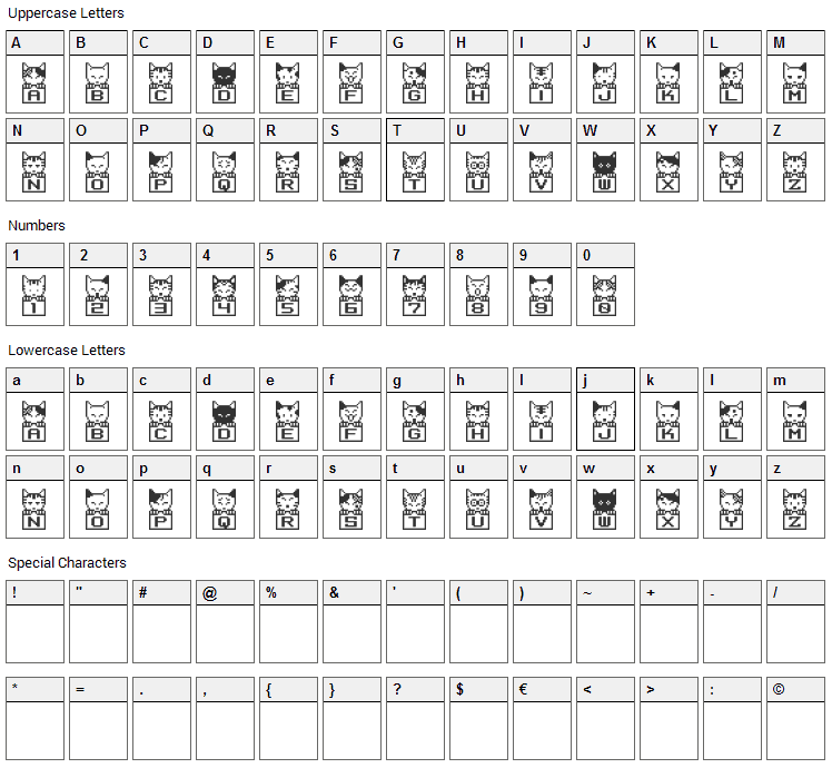 BM Neco Font Character Map