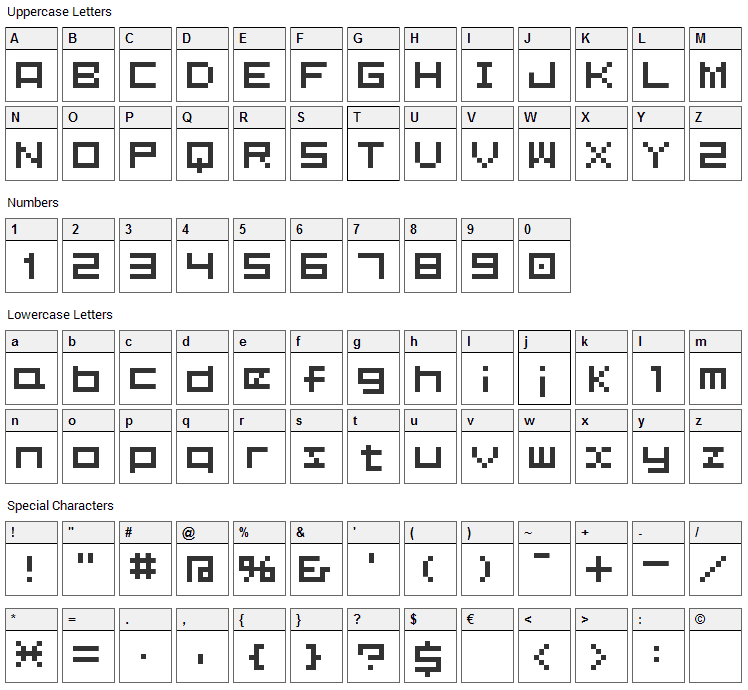 BM Plain Font Character Map