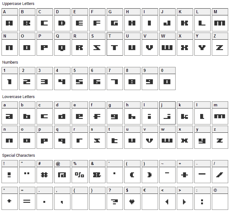 BM Rizer Font Character Map