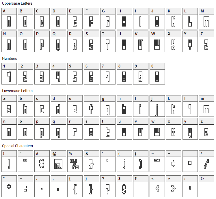 BM Utopia Font Character Map