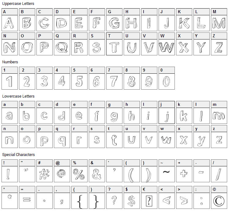Bobsmade Font Character Map