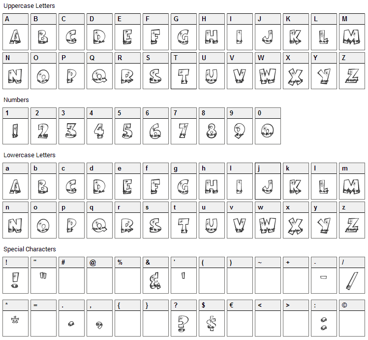 Bodie MF Holly Font Character Map