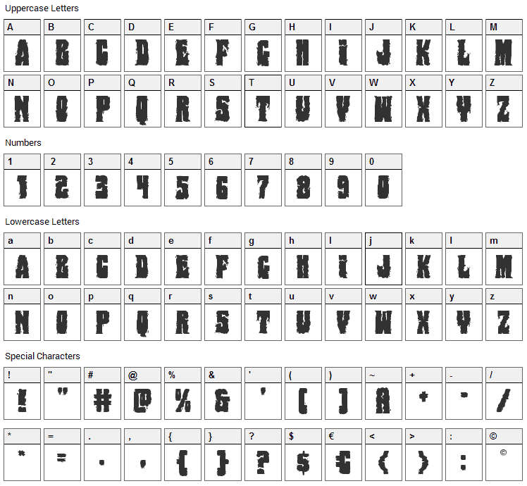 Bog Beast Font Character Map