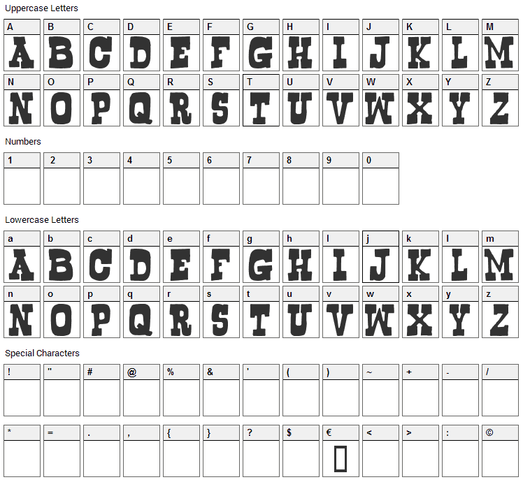 Bogusflow Font Character Map