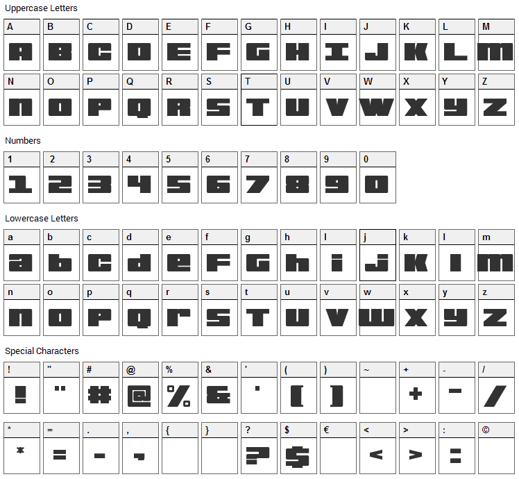 Bold Killer Font Character Map