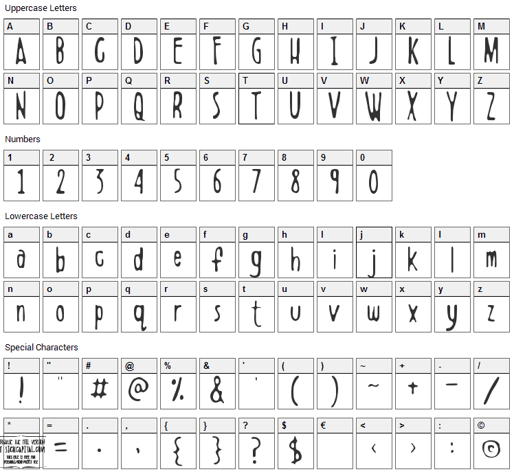 Boldenstein Font Character Map