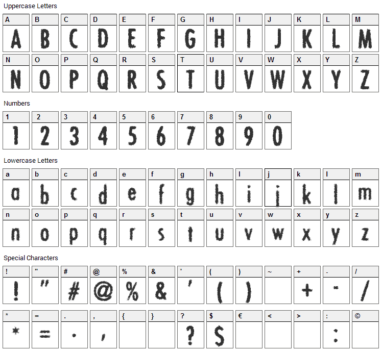 Bon Viveur Font Character Map