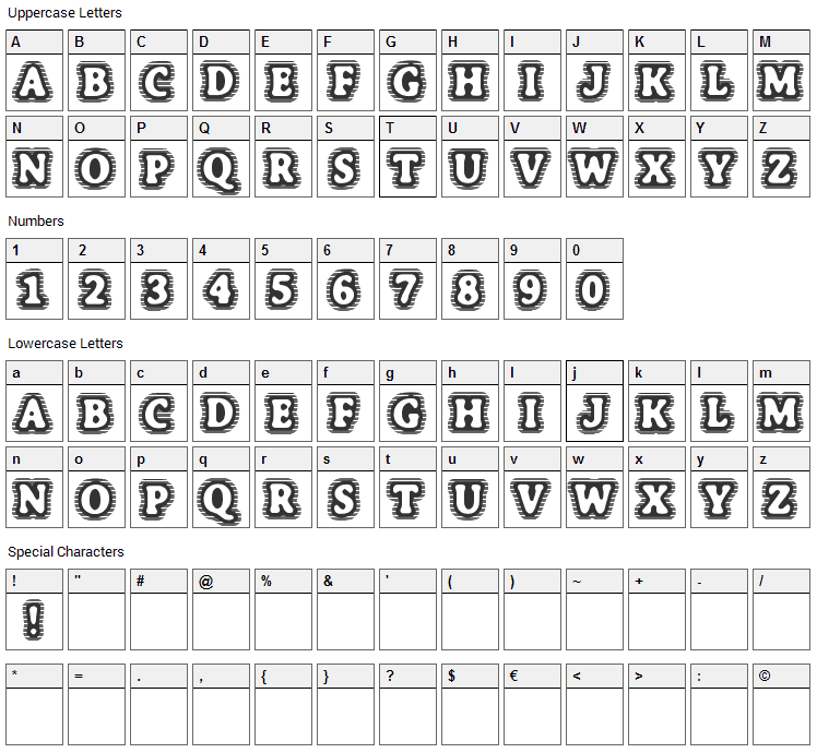 Bone Hymie Font Character Map