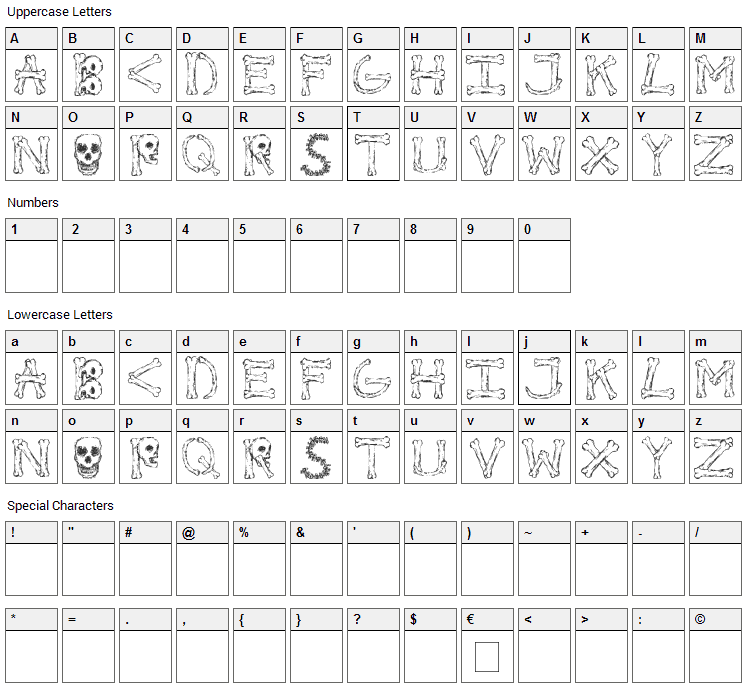 Bonified Font Character Map