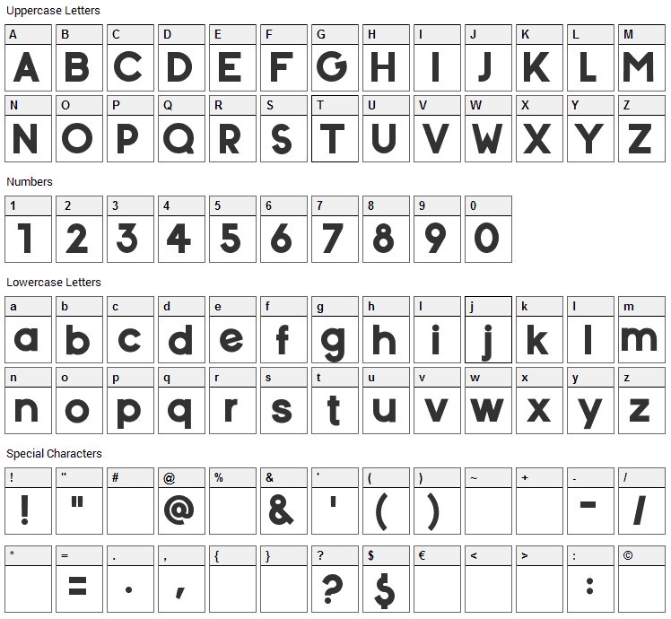 Bonkers Font Character Map